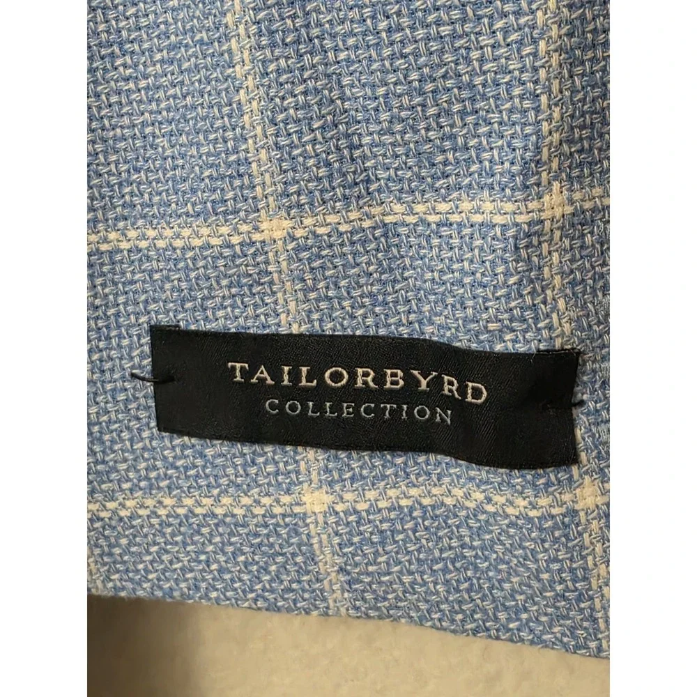 Tailorbyrd Mens Sport Coat Windowpane Blue 42R Paisley Lining NWT